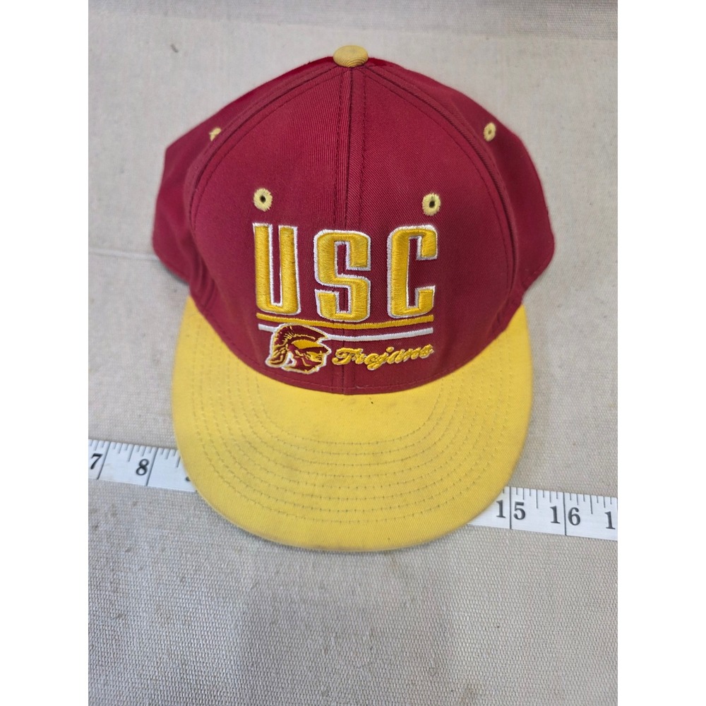 Vintage USC Trojans Snapback Hat Red Yellow Authentic Apparel NCAA Cap OSFA